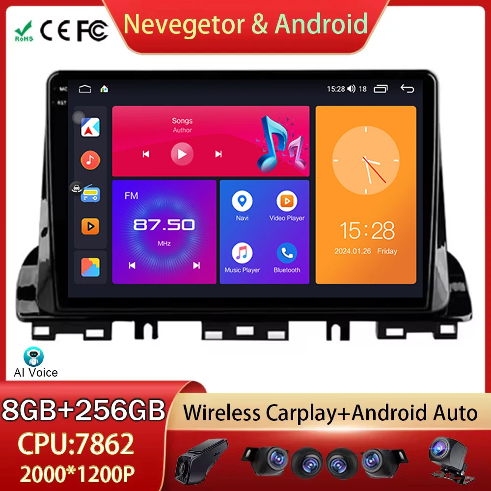 

For KIA CERATO K3 FORTE 2019 - 2020 Android Auto Car Radio Head Unit Multimedia Video Player GPS Navigation 4G WIFI No 2din DVD