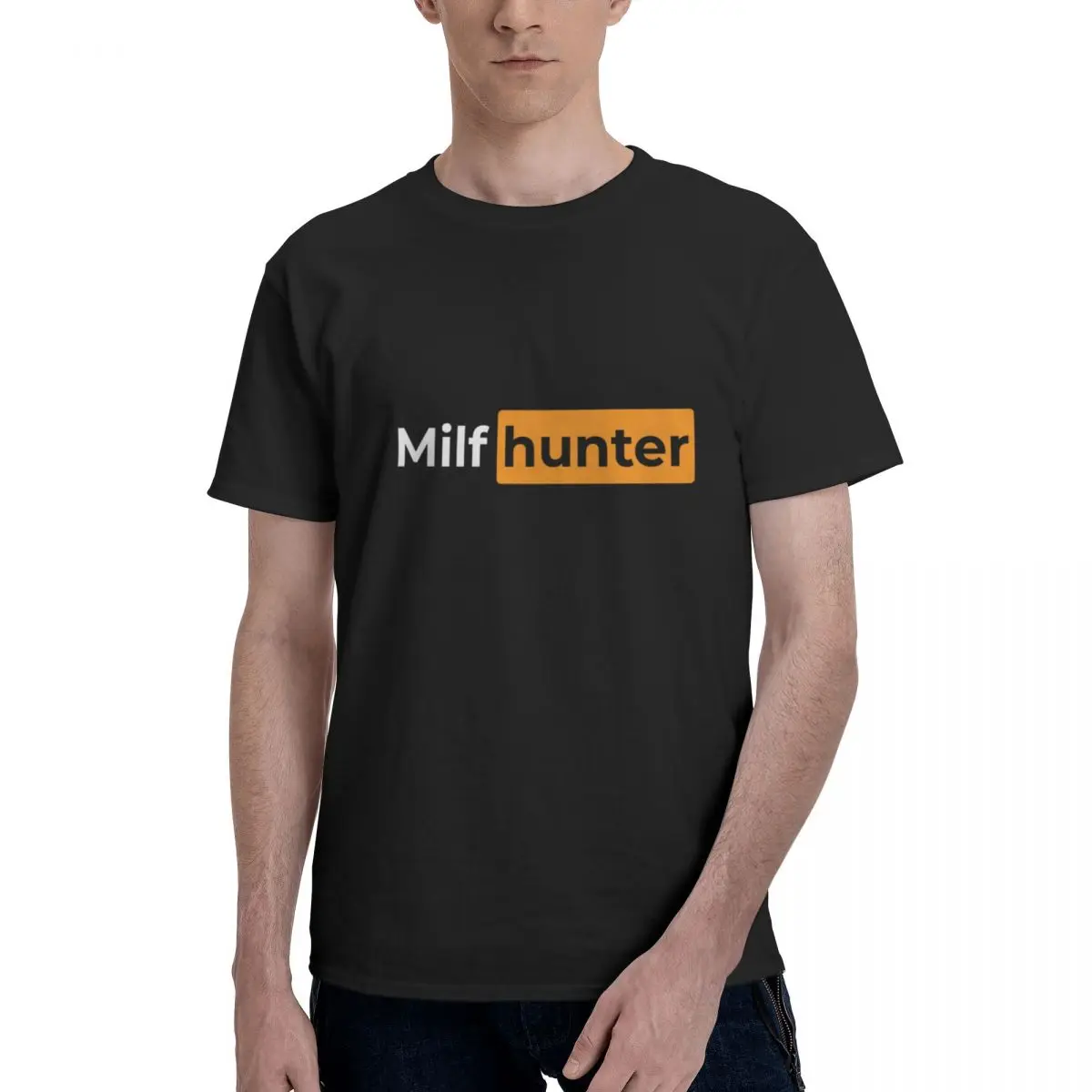 Milf Hunter Funny Adult Humor Joke y2k Men's Short Sleeve T-shirts Vintage 3D Printed Cotton Tops Travel Custom Male Short Tee