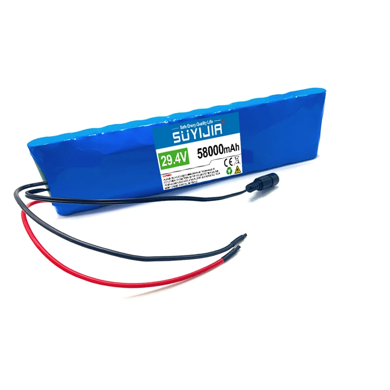 100%original high capacity 7S2P 29.4V 58000mAh 18650 rechargeable lithium ion battery for electric bicycle moped lithium battery