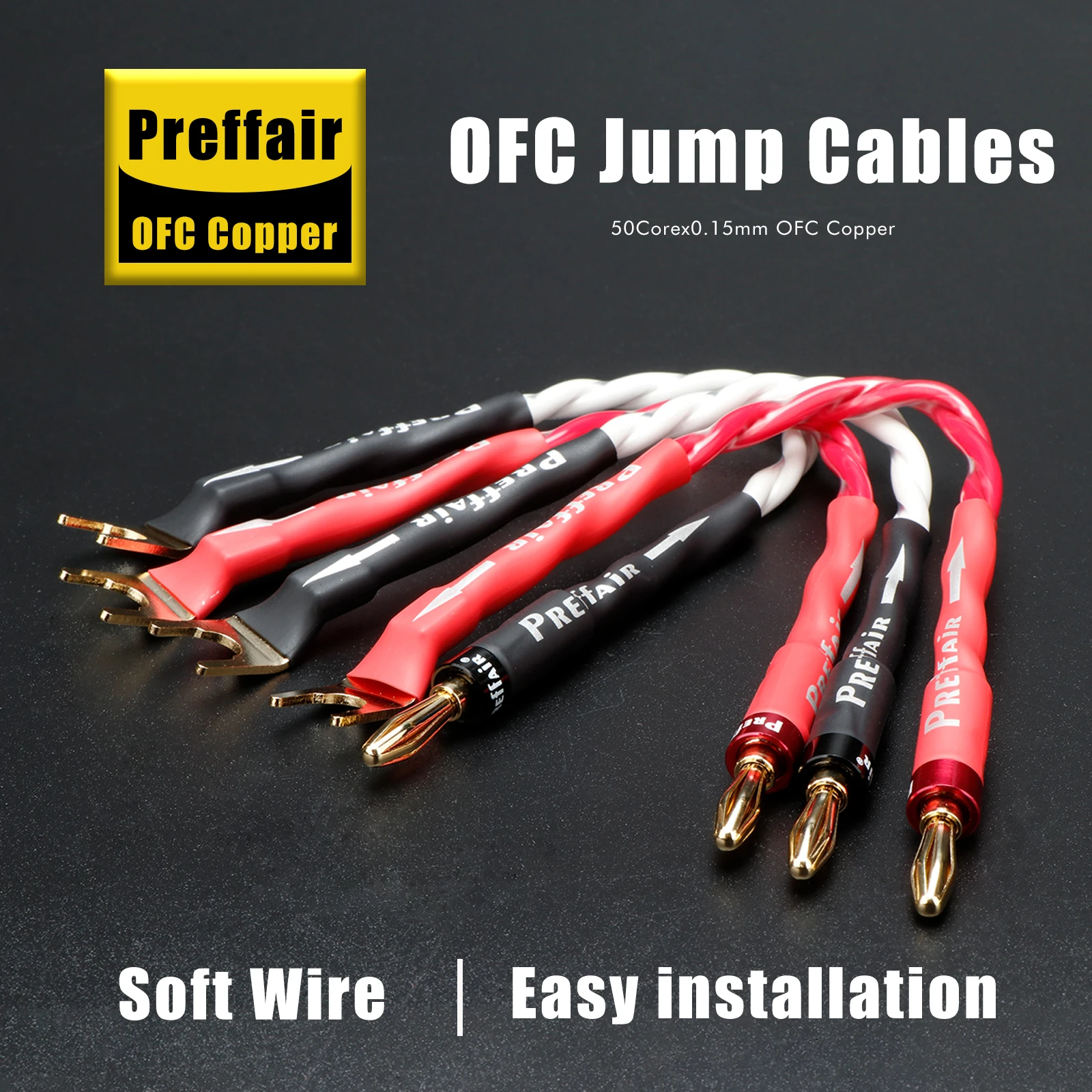 

4pcs Canare 2S11F, Banana to Spade Terminals Speaker Bridge/Jumper Audio Cable