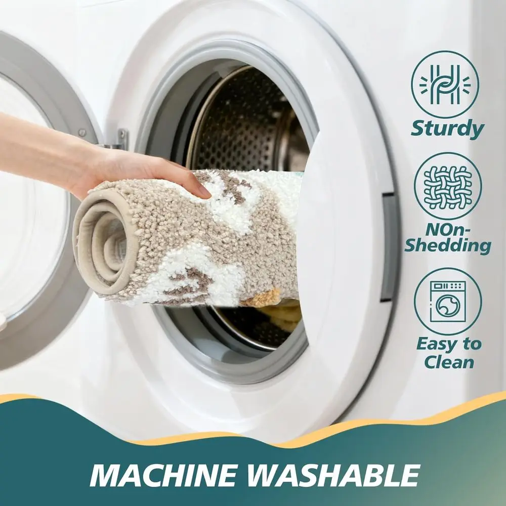 Ocean-Inspired Soft Absorbent Bath Mat with Non-Slip Backing, Blue Sea & Starfish Pattern, 28x59 Inches