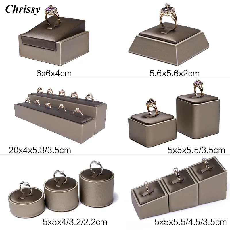 

High Grade Brushed Leather Ring Display Rack Counter Display Stand Ring Holder jewelry Display Props