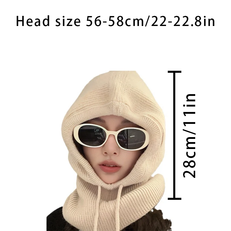 Women\'s new fall and winter full-envelope cap windproof scarf hat two-in-one woolen cap warm ear protection cap pullover hat