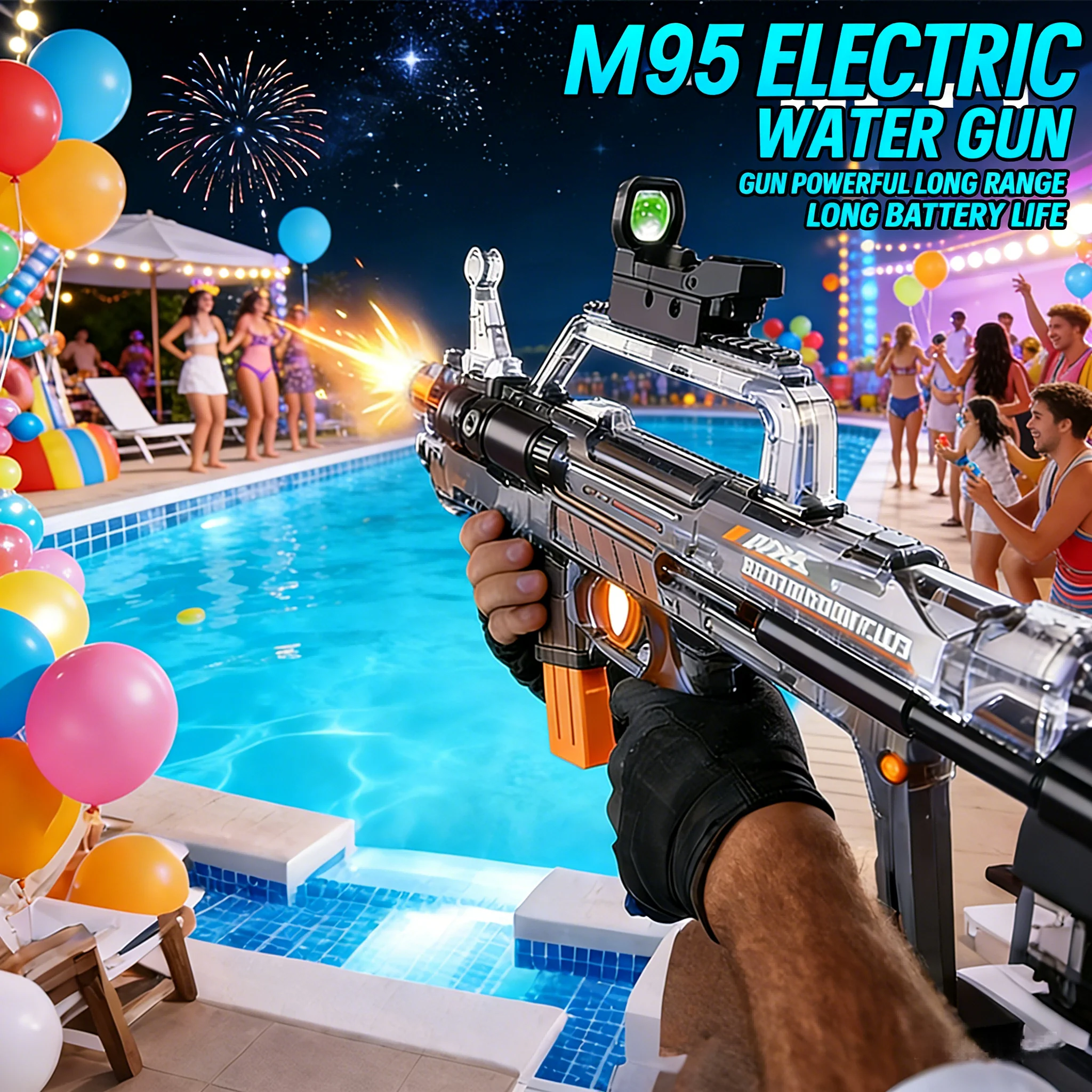 

MK3 M95 Electric Water Gun Automatic Powerful High Pressure Water Blaster Summer Outdoor Beach Pool Toy Squirt Gun Gift for Kids