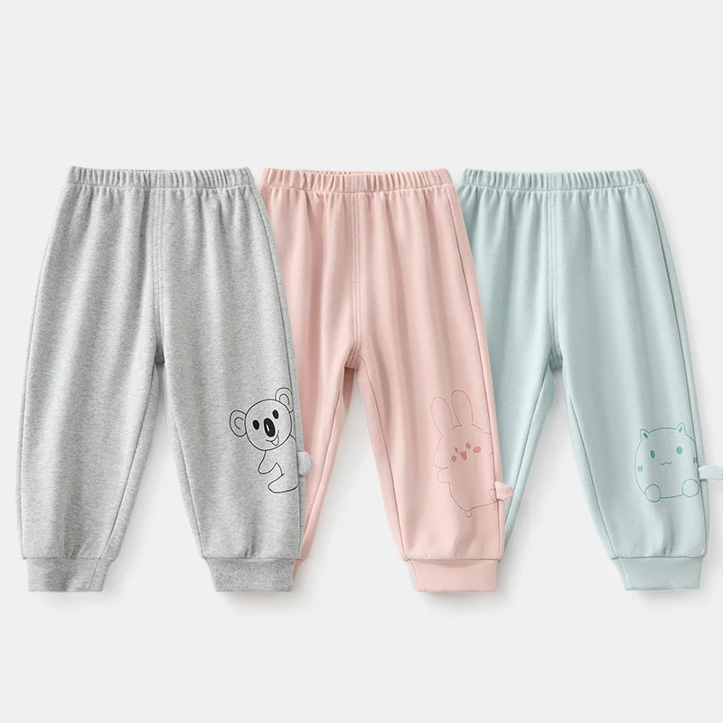

Spring Autumn Unisex Baby Long Pants Lightweight Open Crotch Casual Outerwear with Cartoon Patterns for Boys Girls