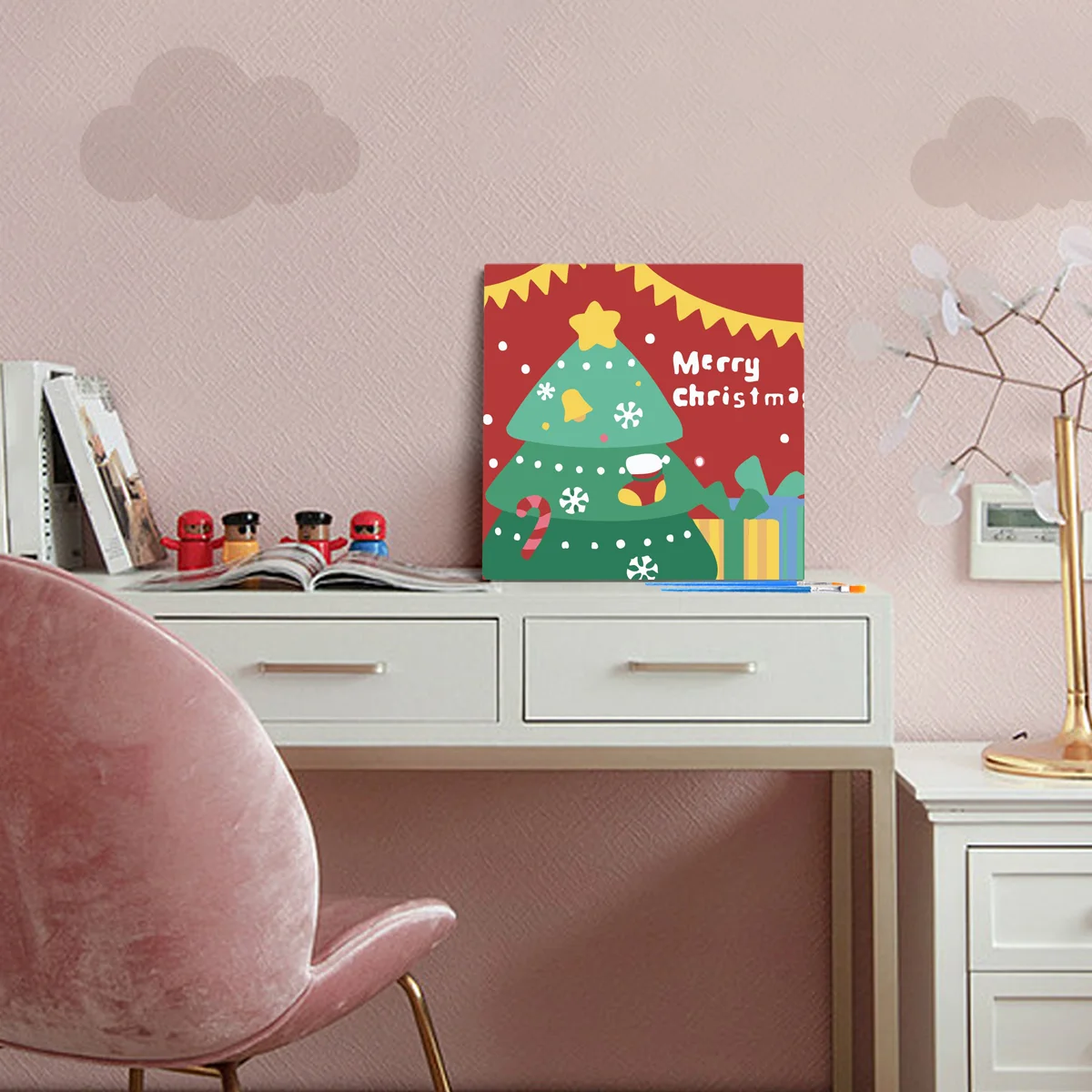 RUOPOTY Diy Paint By Numbers For Adults Cartoon Christmas tree Acrylic Paint By Numbers With Framed For Diy Gift