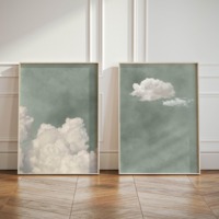 Sage Green Cloud Wall Art Poster Abstract Sky Art Canvas Prints For Modern Living Room Bedroom Dormitory Home Aesthetic Decor