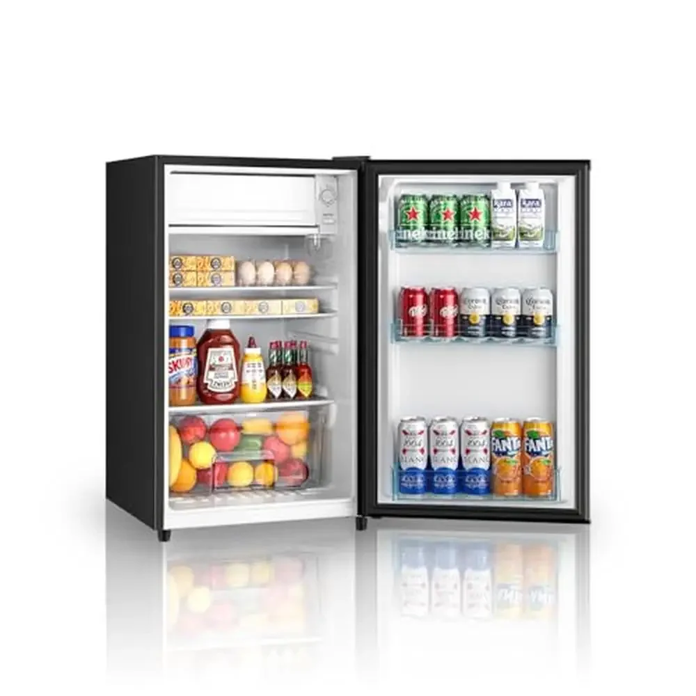 Mini Fridge with Freezer 4.4 Cu.Ft Single Door Refrigerator Compact 5 Settings Temperature Adjustable Eco-friendly Quiet