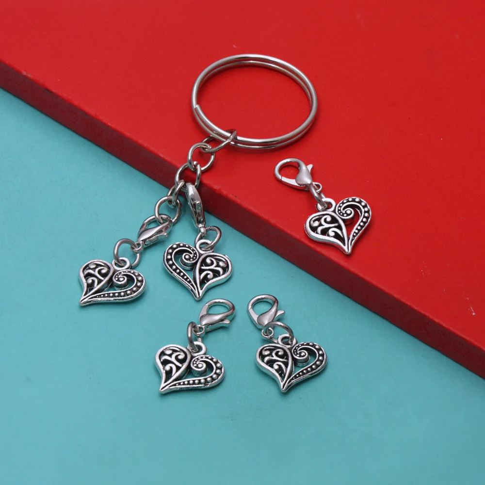 10 Stück filigrane Herz-Schlüsselanhänger mit Karabinerverschluss, Valentinstag, keltisches Herz, DIY-Schmuck für Schlüsselanhänger, Taschen, Schuhe, C919 – Detail 3