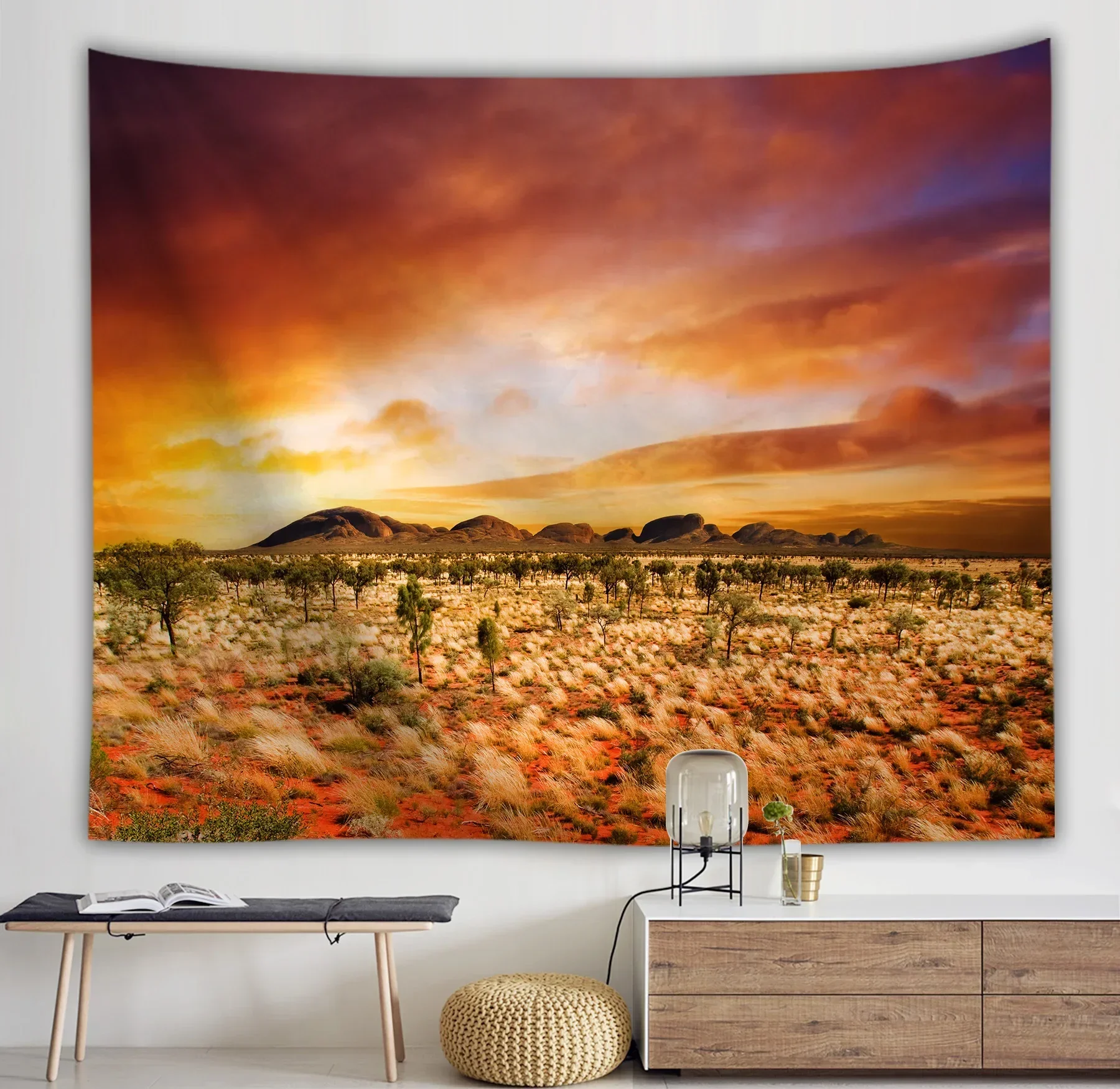 Modern Polyester Painting Landscape Printed Desert Sun Wall Art Pictures For Living Room Home Decor Tapestry