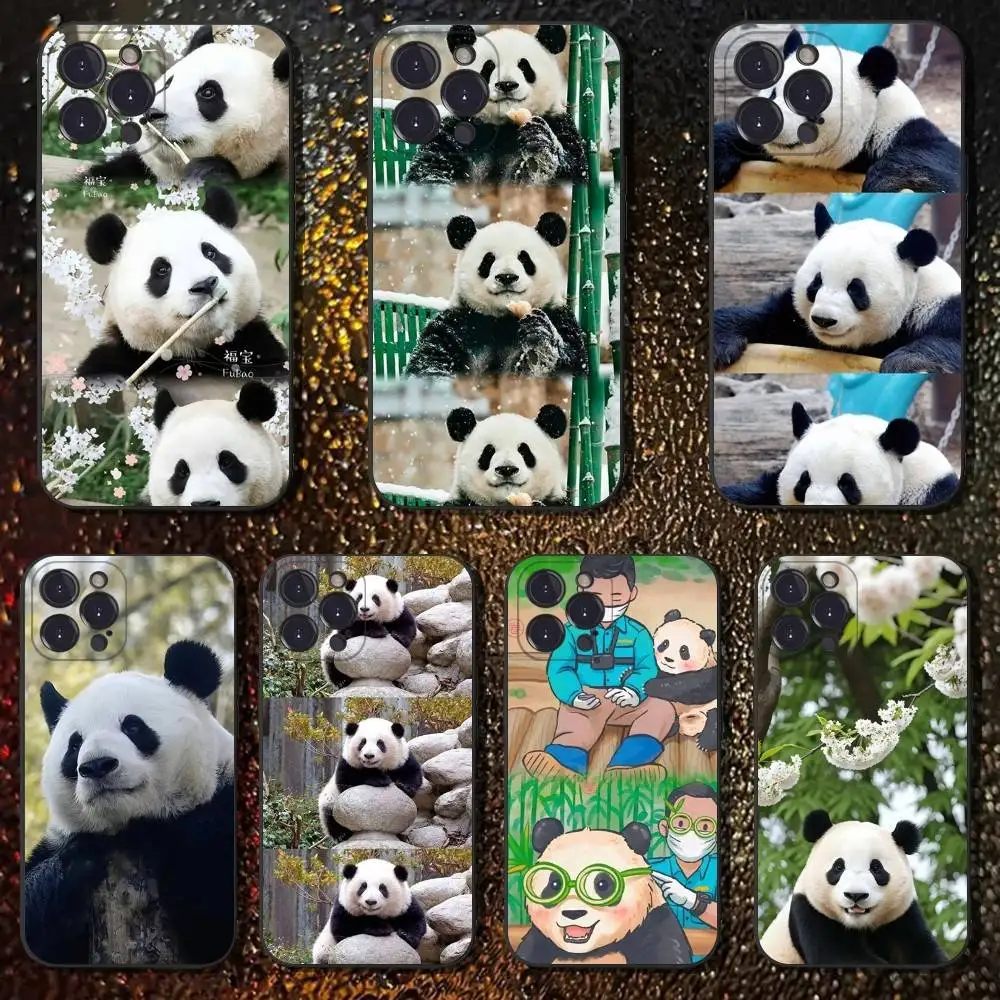 

fubao panda Phone Case For iPhone 16,15,14,13,12,11 Plus,Pro Max,XS,X,XR,SE,Mini,8,7,Soft Silicone Black Cover