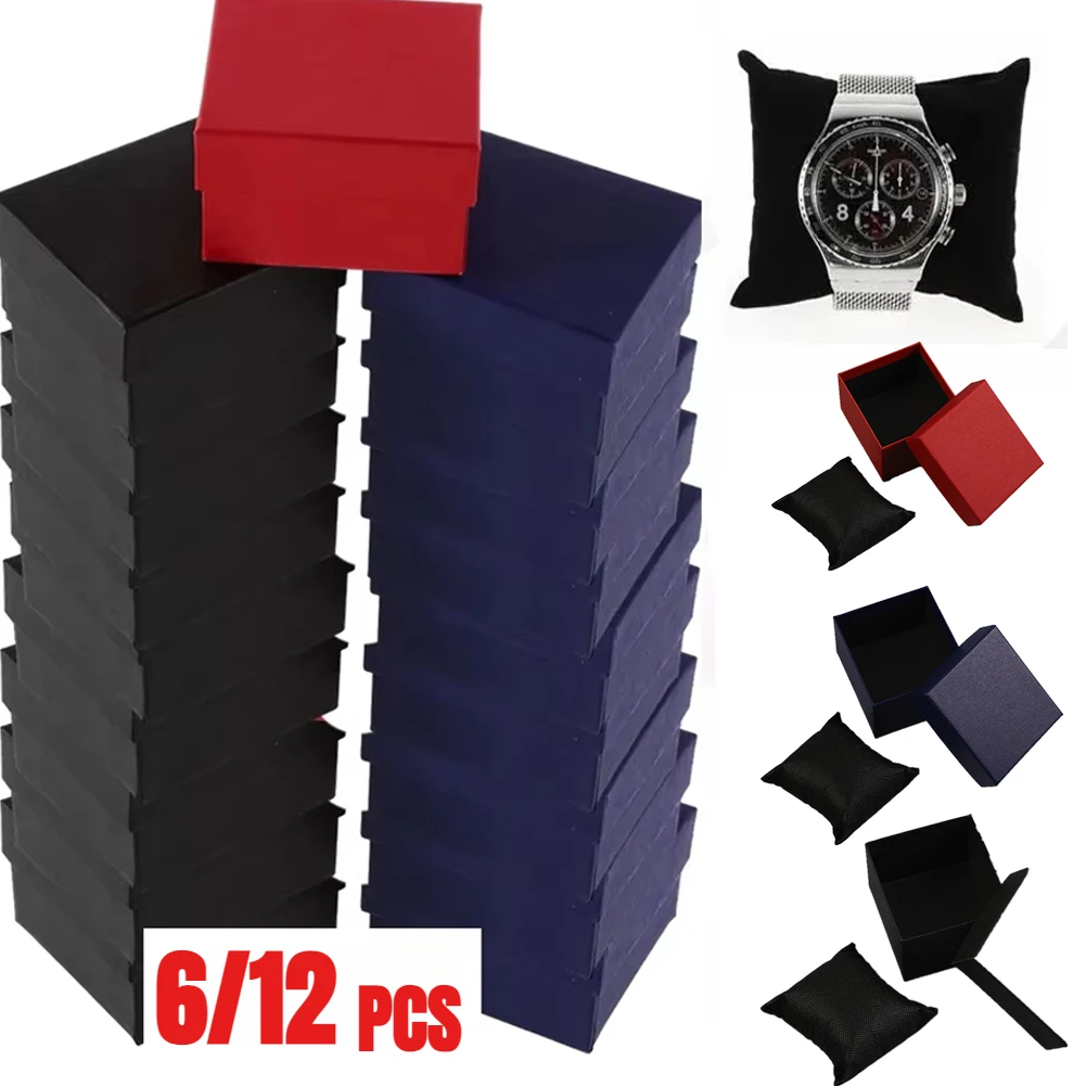 6/12PCS Packaging and Display Watch Boxes Gifts Black Boxes Paper Decorative Bracelet Boxes Paper Jewellery Accessories보석 수납함