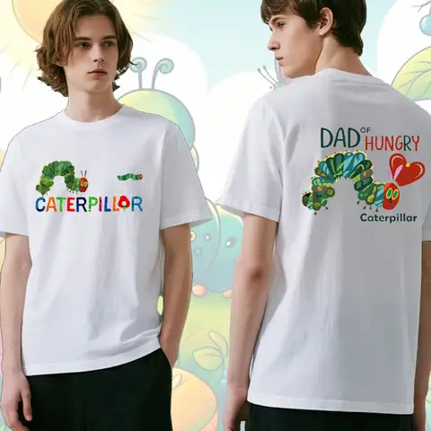 Den väldigt hungriga larven tryckt t-shirt Toppar hungrig larv söta toppar män kvinnor sommar matchande mode bomullst-shirt 6 best sales larvmän - №1