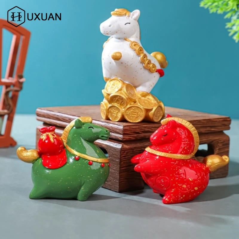 Vintage Horse Statue Zodiac Horse Sculpture Feng Shui Collection Crystal Light Horse Sun Catcher Ornament Home Desktop Decor