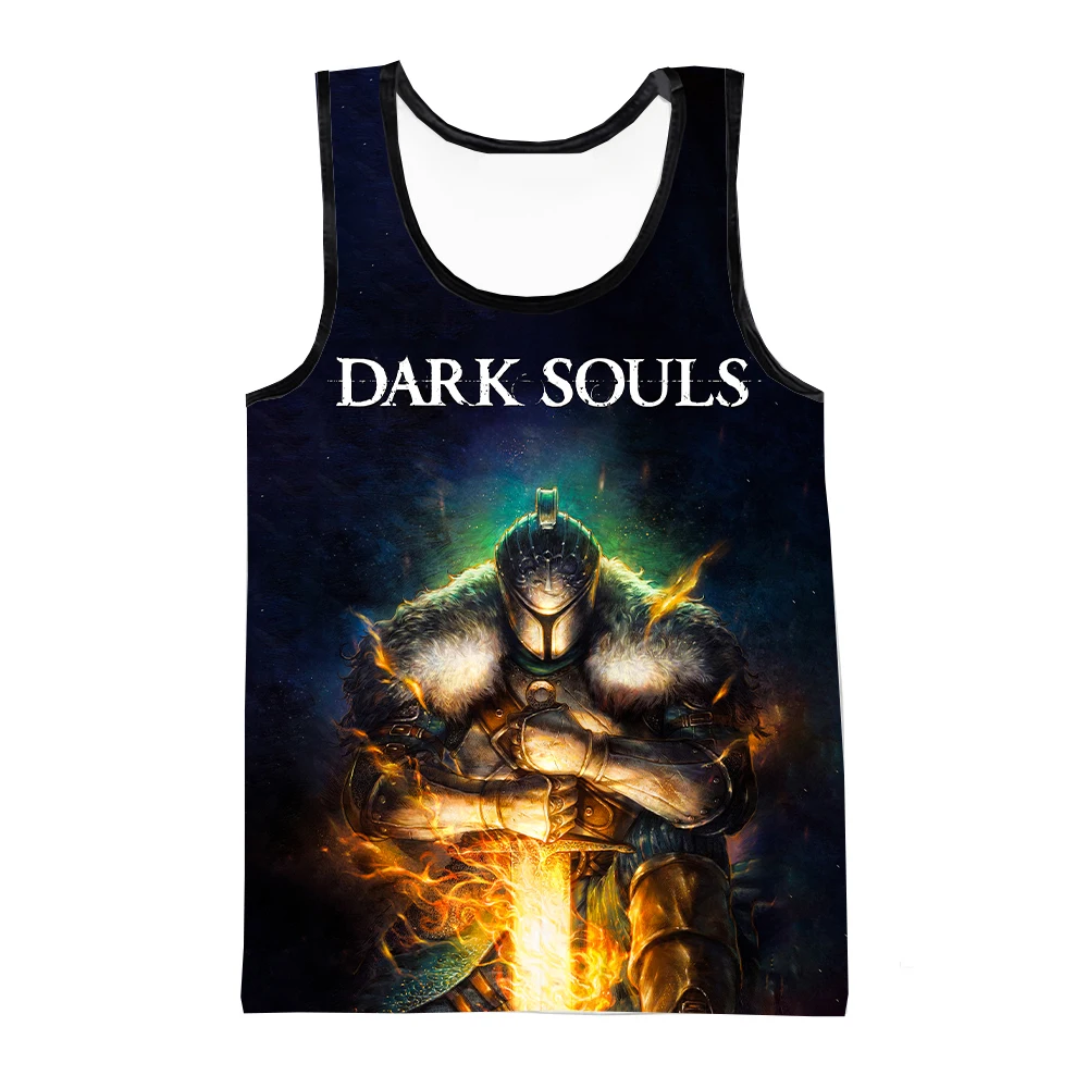 Summer Dark Souls Game 3D Print Tank Tops Men\'s Fashion Oversized Sleeveless Tank Top Bodybuilding Fitness Gym Vest Man Clothing