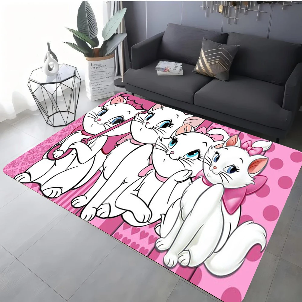 سجادة مينيسو ديزني الرائعة بتصميم قطة ماري لغرفة المعيشة بجانب السرير ومساحة المعيشة أرضية على شكل قطط وردي مرحة M