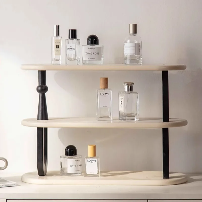 French Cream Style Vanity Shelf, Makeup Storage Organizer, Perfume Lipstick Display Stand, Multi-Functional Bedside Cup Rack