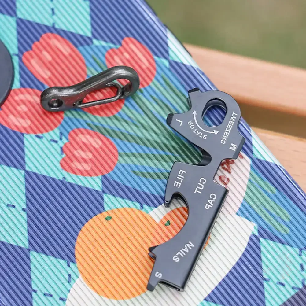 1PC EDC 8 in 1 Stainless Steel Multi Function Keychain Pendant Bottle Opener Screwdriver Camping Outdoor Survival Gear Tool