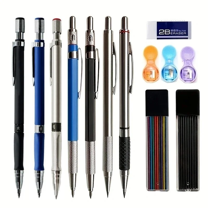 2,0 mm Druckbleistift, Schwarz/Farbe, Mine-Nachfüllung, 2B, Skizzenstift, Kunst, Skizze, Malerei, Schreiben für Schul- und Büromaterial