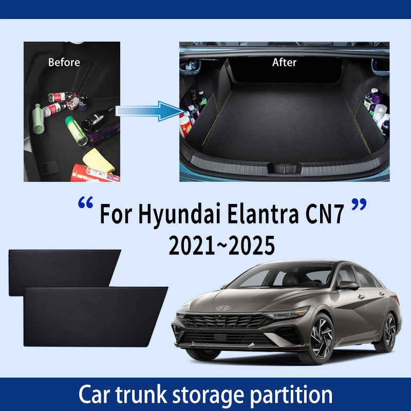 Car Accessories For Hyundai Elantra CN7 2021~2025 Trunk Storage Partition Multifunction Storage Auto Interior Parts Organizer