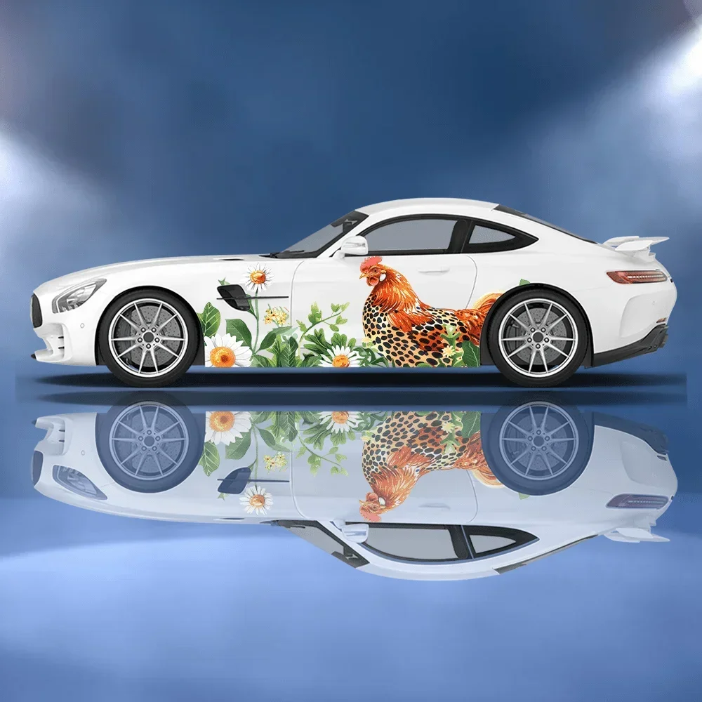 

Color Chicken Flower Cluster Car Vinyl Wraps Decal Self-adhesive PVC Sticker Suitable for Trucks SUV Decor Auto Accessories Gift