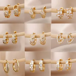 Classic Zircon Heart Hoop Earrings For Women Stainless Steel Gold Color Crystal Circle Earrings Fashion Piercing Jewelry aretes