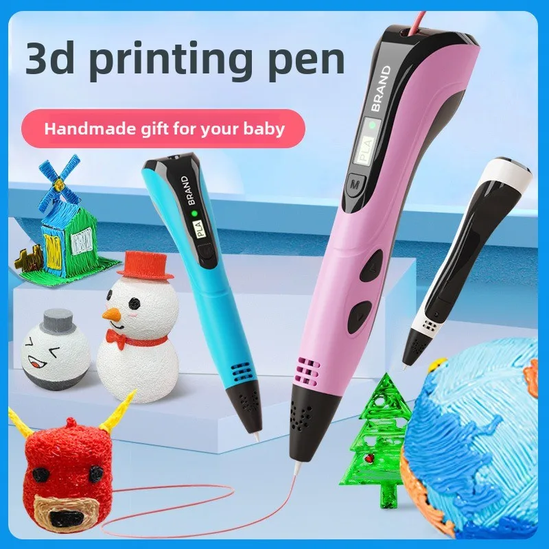 Children's 3D Pen With LED Screen Colorful PLA 3D Printing Pen with Power Adapter and Storage Box Kids Christmas Birthday Gift