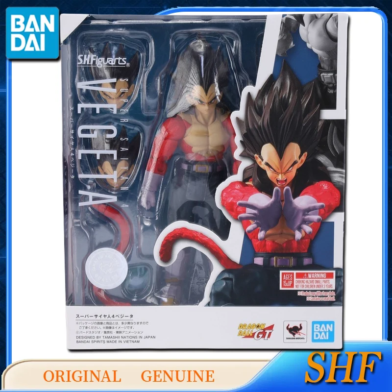 Bandai Dragon Ball Anime Original Genuine SHF SUPER SAIYAN 4 VEGETA Action Figure Toys For Kids Gift Assembly Model Ornaments