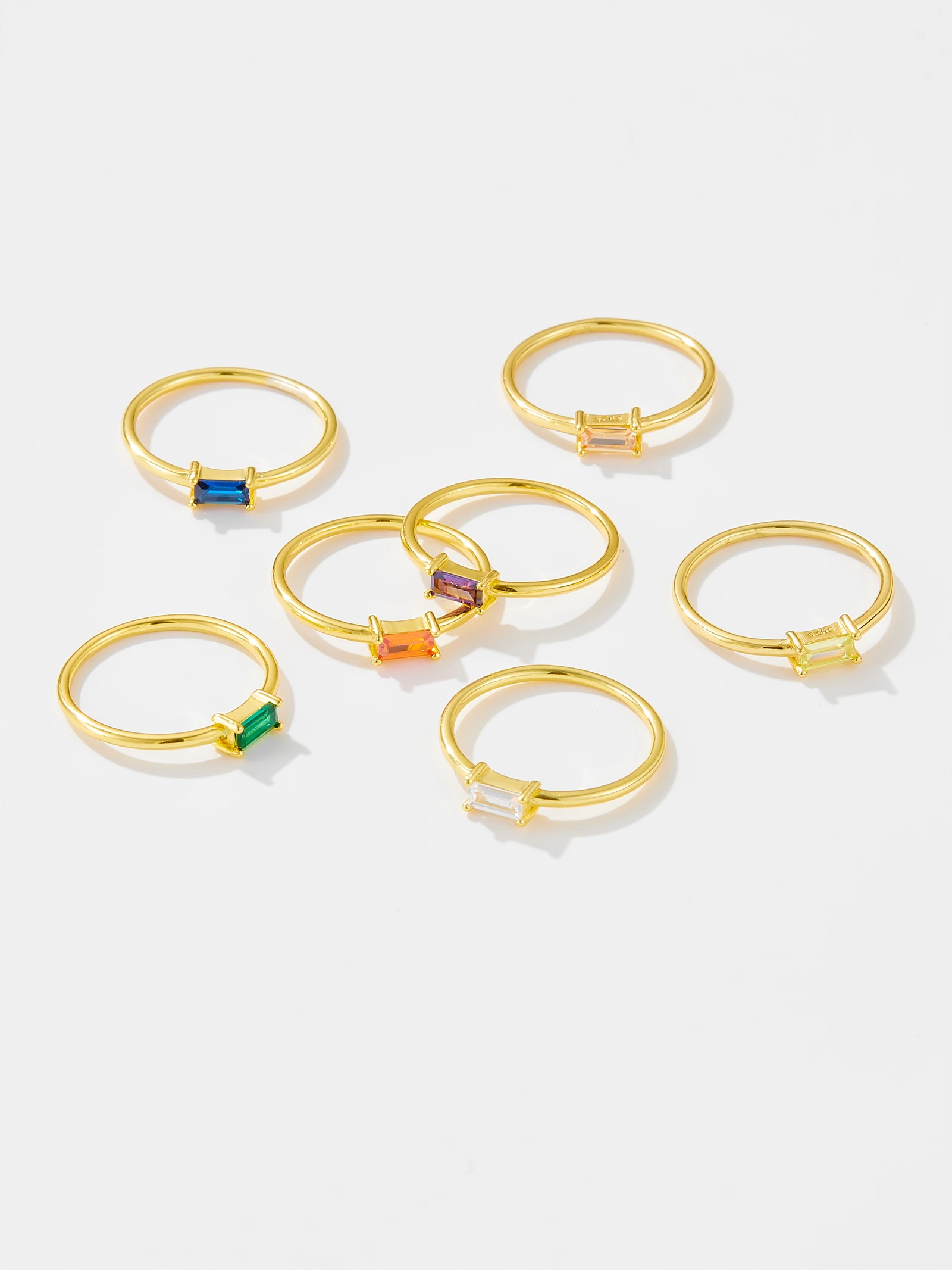 ANDYWEN 925 Sterling Silver 1.5mm Rainbow Ring Slim Round Women Luksusowa kolorowa biżuteria z cyrkoniami CZ w 2020 roku Fashion Statement — zdjęcie 2