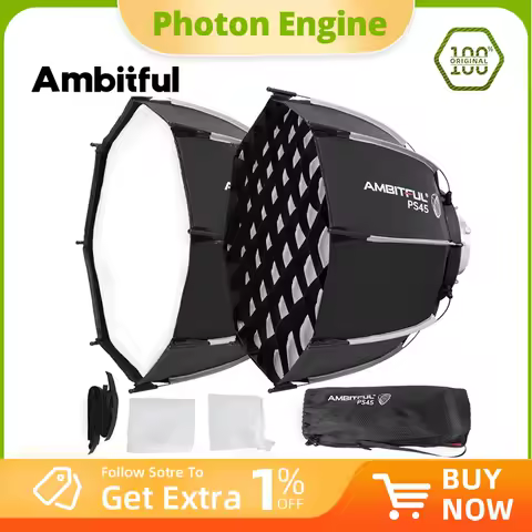 AMBITFUL PS45 SE 45cm mini Quickly Release Bowens Mount Octagon Softbox + Honeycomb Grid Outdoor SoftBox for SL60II LED Flash