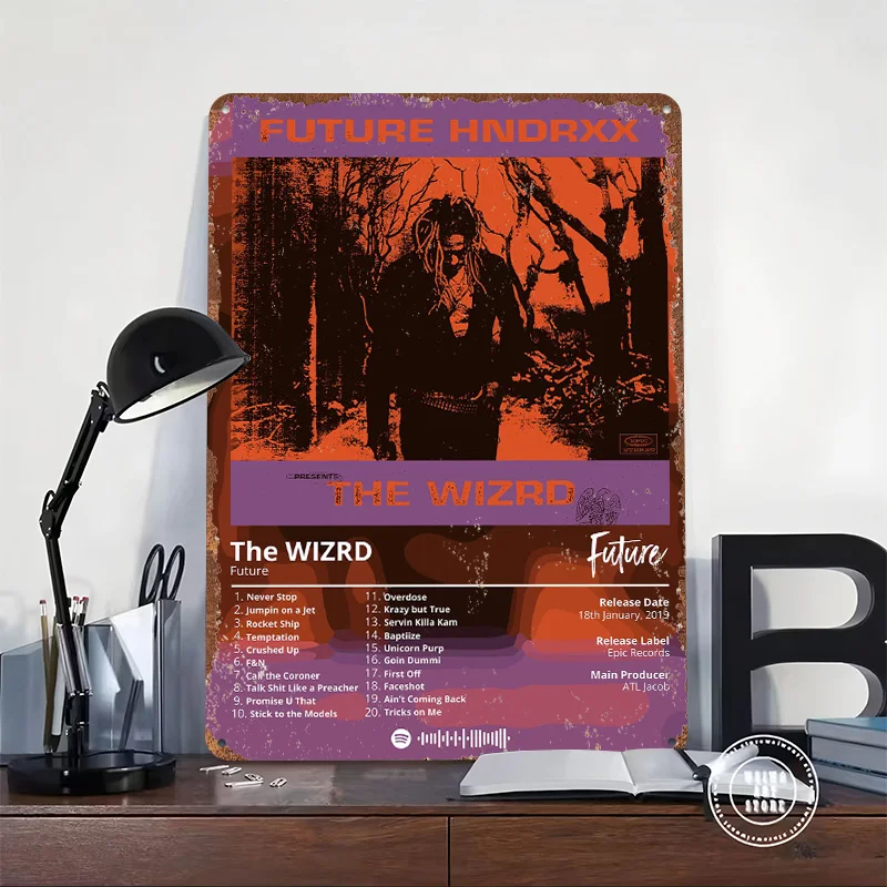 Future The WIZRD Album Cover Poster Customized Vintage Metal Signs Wall Art Retro Tin Plaque for Home Decorations Living Room