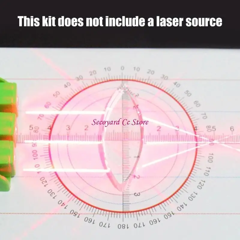 N3UC 6Pcs Optics Lens Set for Teaching Physics, Create Spectrums, Prism Rectangle Concave Convex Triangular Semicircle Lens