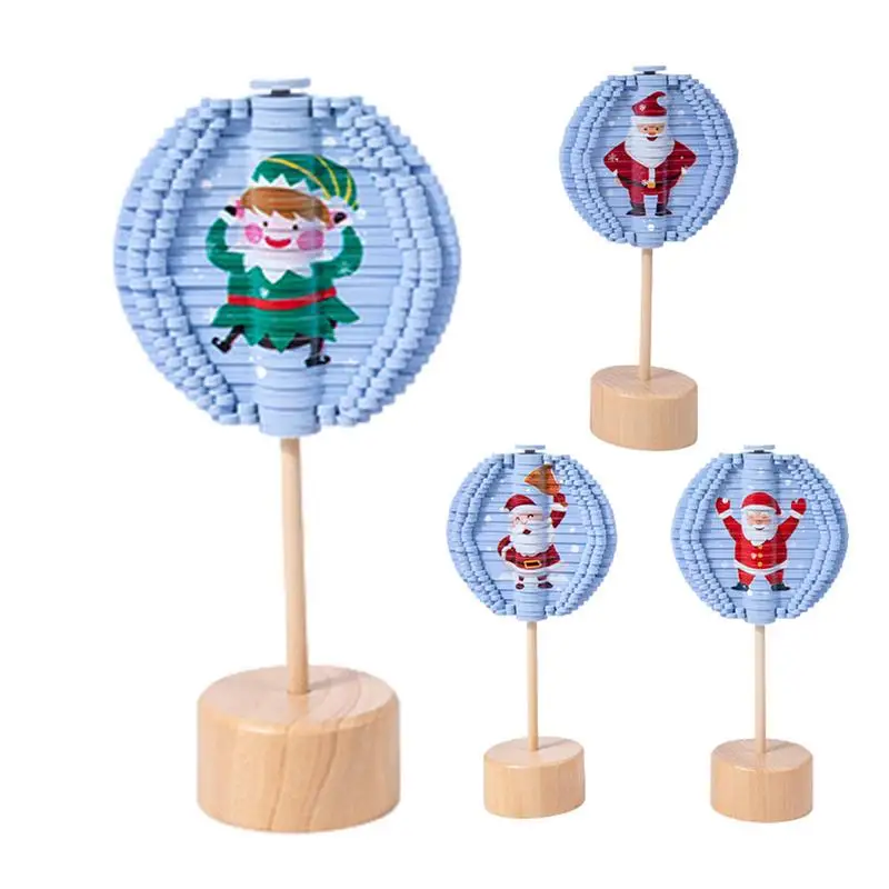 Christmas Theme Rotating Lollipop Wooden Christmas Pattern Sensory Toys Educational Toy For Children Adult Stress Relief Toys