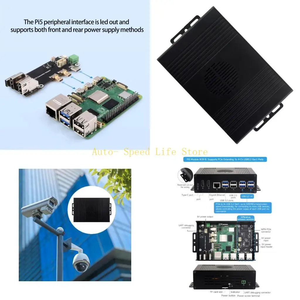 

02DA Computer Case USB Expansion Board Industrial Control PCIe to 4 Channel USB 3.2 Gen1 Development Board Accessories