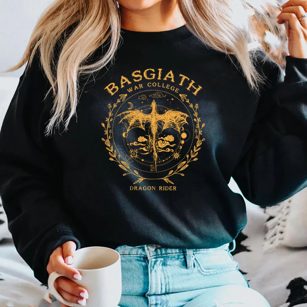 Vintage Basgiath War College Sweatshirt Golden Fourth Wing Hoodie Violet Sorrengail Dragon Rider Sweater Book Lover Sweatshirts