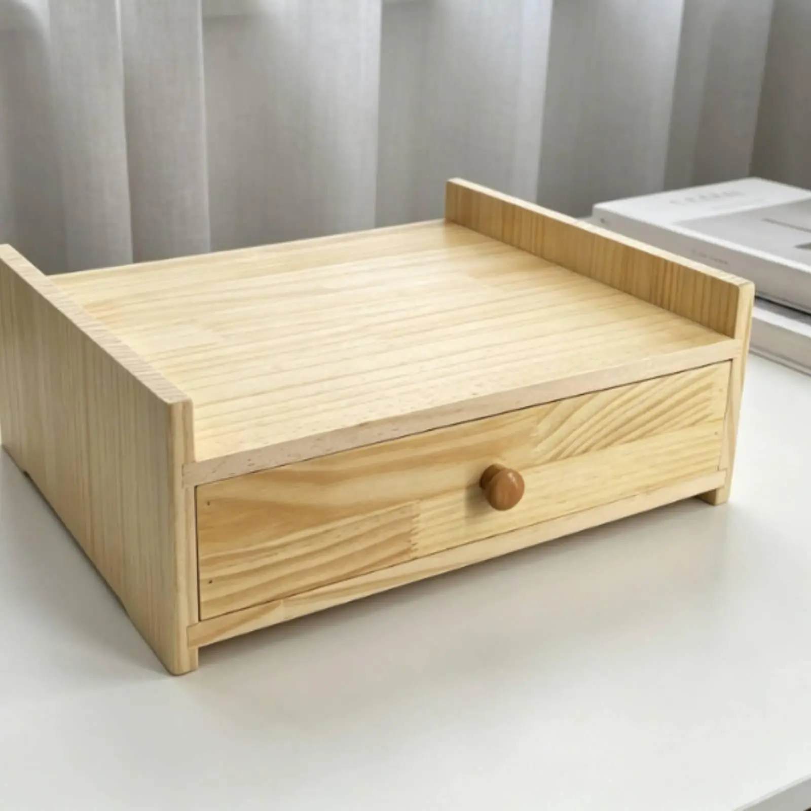 Wooden Scale Stand with Drawer Space-Saving for Checkout Counters, Market Stalls
