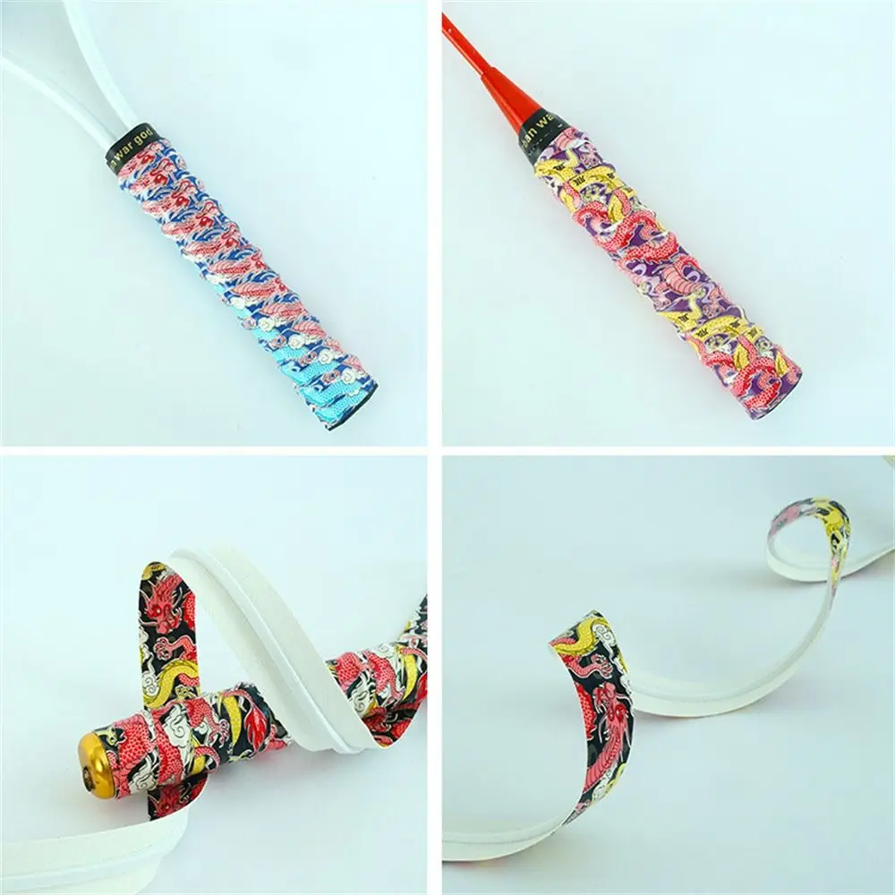 Dragon Pattern Fishing Rod Sweatband Keel Design Shock Absorption Tennis Grip Tape Sweat Absorbing Anti-slip Badminton Overgrips