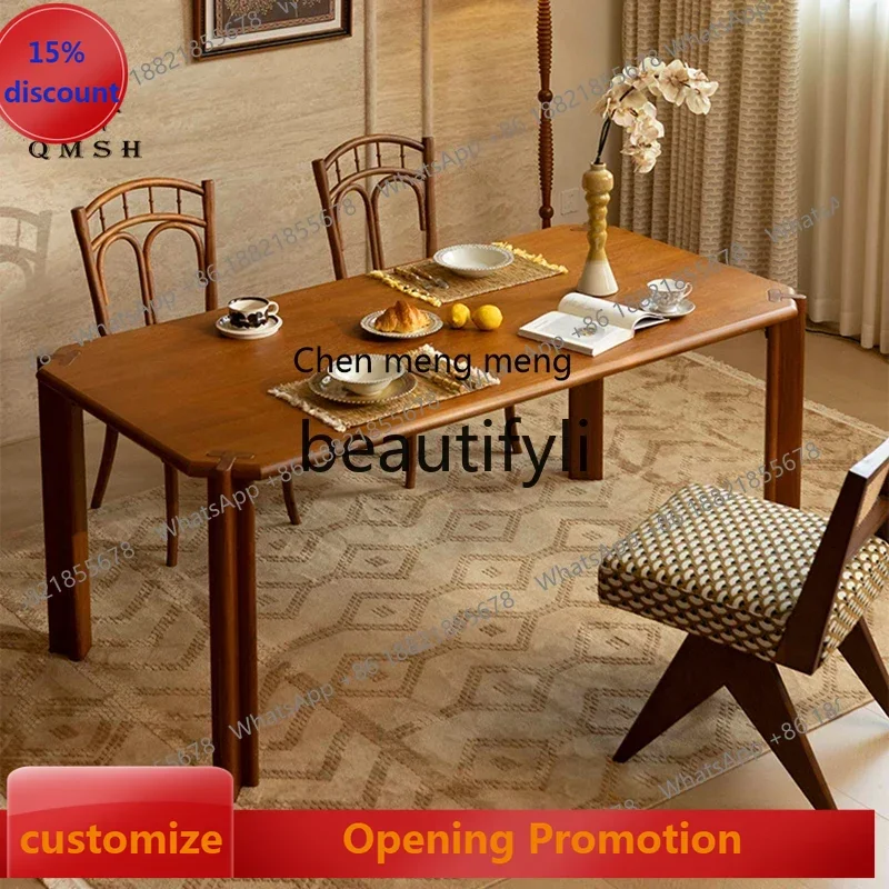 

S7486teae North American cherry French retro log dining table, living room workbench study desk