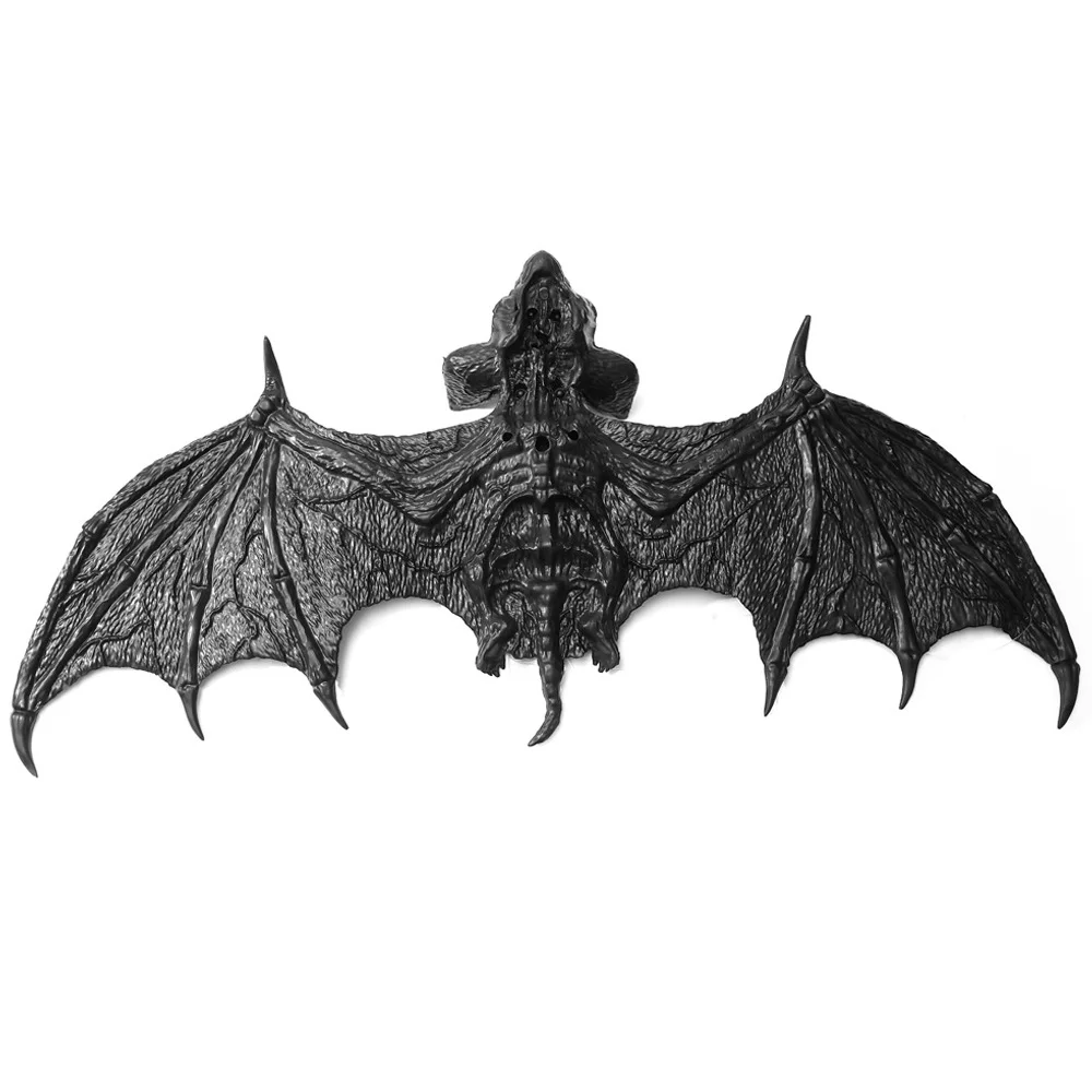 Black Bat Hanging Decor Big Realistic Pu Ornament Giant Animal Pendant Haunted House Halloween Party Home Yard Wall Decor Props 4