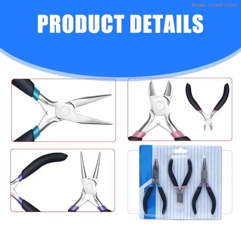 3Pcs Needle Nose Pliers Jewelry Pliers Jewelry Making Tool Comfortable Grip Handle Craft Pliers for Craft HX6C