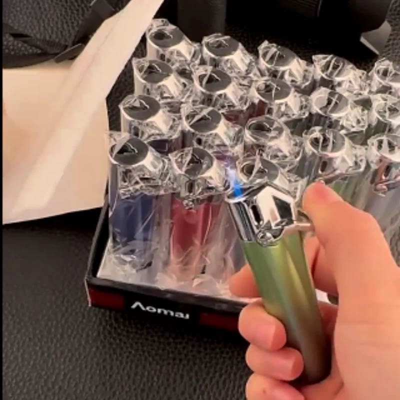 AOMAI модная мини-зажигалка с градиентом, металлическая рука, прозрачная камера, ветрозащитная газовая зажигалка, аксессуары для курения, инструмент в подарок