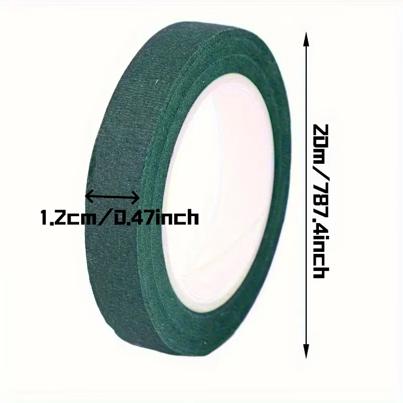 Floral Tape for Bouquet Wrapping, Green Paper Adhesive, for Artificial Flowers and Plant Stems, DIY Crafting and Arranging