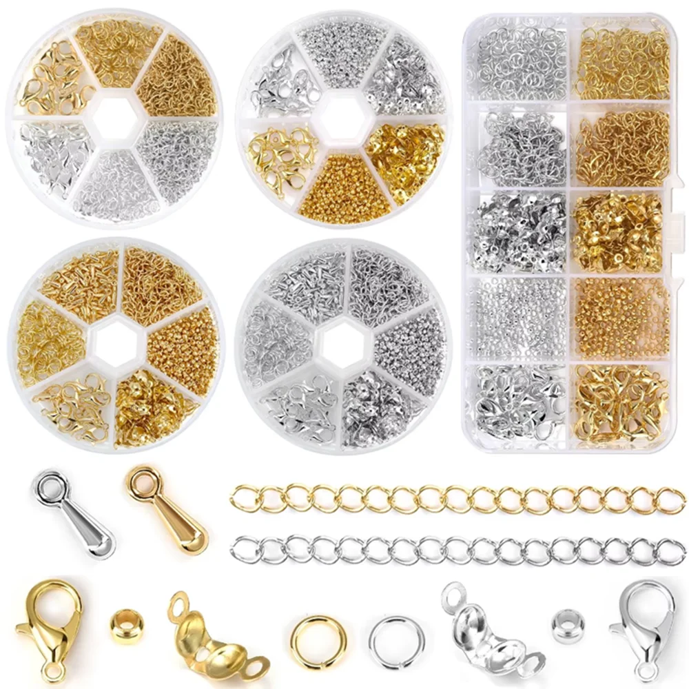 Jewelry Making Kits Lobster Clasp Open Jump Rings End Crimps Beads Box Sets Handmade Bracelet Necklace Findings Kit Set Box