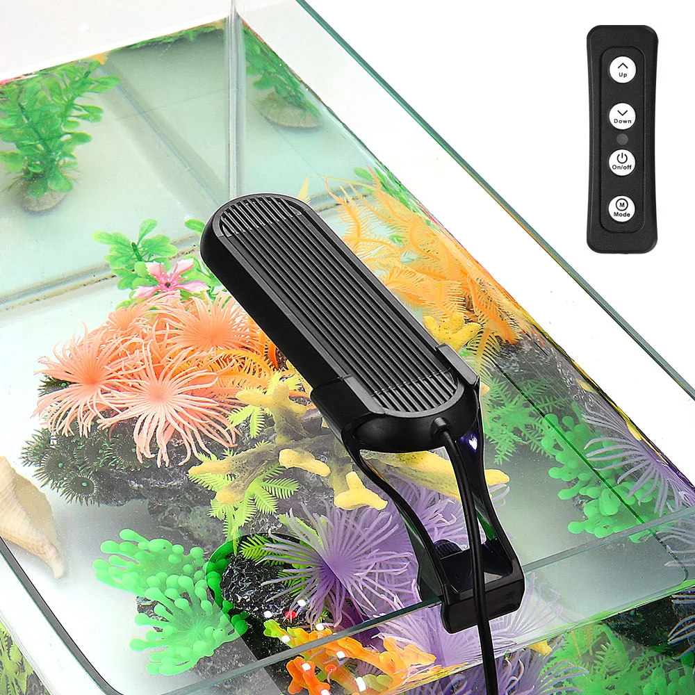 Ultra thin Dimming 14 Colors LED Aquarium Lighting  Aquatic Plant Light  Waterproof USB Clip  DC5V For 20-35cm Small Fish Tank