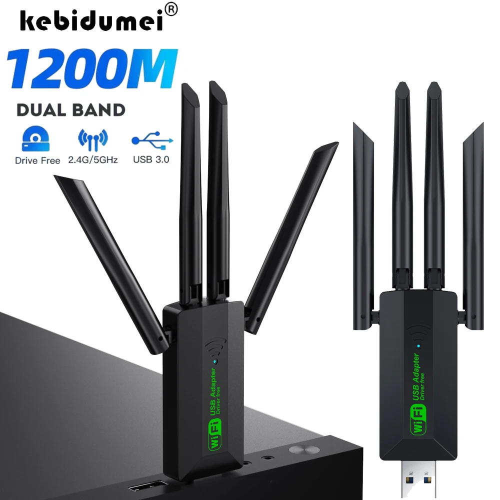 

1300 Мбит/с Wi-Fi USB-адаптер, двухдиапазонный 2,4G, 5 ГГц, беспроводная сетевая карта, 4 антенны, 802.11AC, USB3.0, приемник беспроводной карты для ноутбука