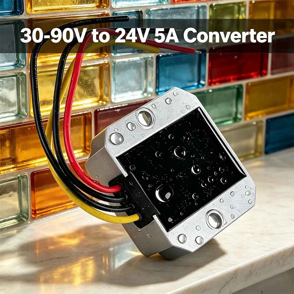 30-90V 36V 48V 60V 72V to 24V 5A 120W Step-down Voltage Regulator Waterproof DC DC Buck Converter Transformer Car Power Suppl