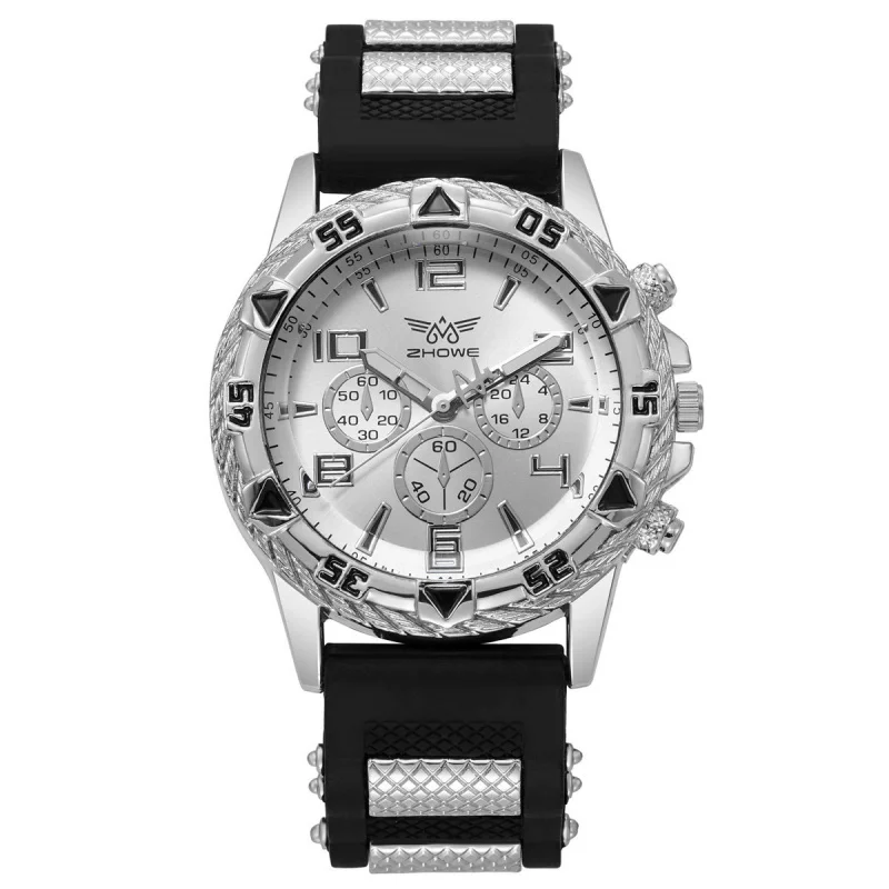 Reloj de negocios de alta gama para hombres, banda de silicona de tres ojos, reloj de cuarzo para hombres, borde, Comercio Exterior, gran oferta