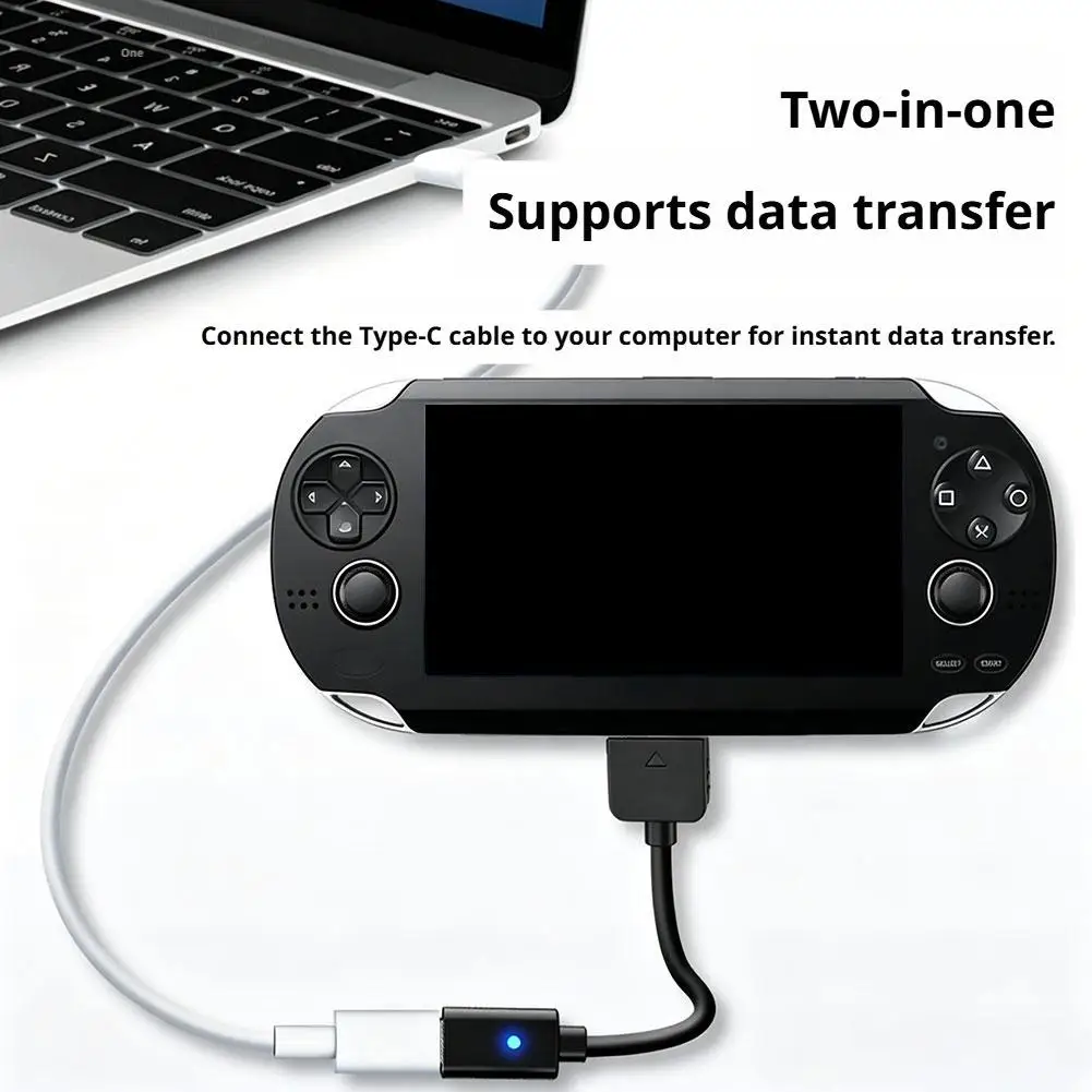 For PS Vita 1000 Type-C Female Adapter Charging Cable 10cm 2-In-1 Data Transmission Fast Charger Cord Wear-Resistant