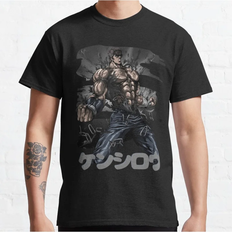 

80s Anime hokuto no ken manga Kenshiro Japan cartoon Short-sleeve crewneck T-shirt large size Adult Tops S-6xl