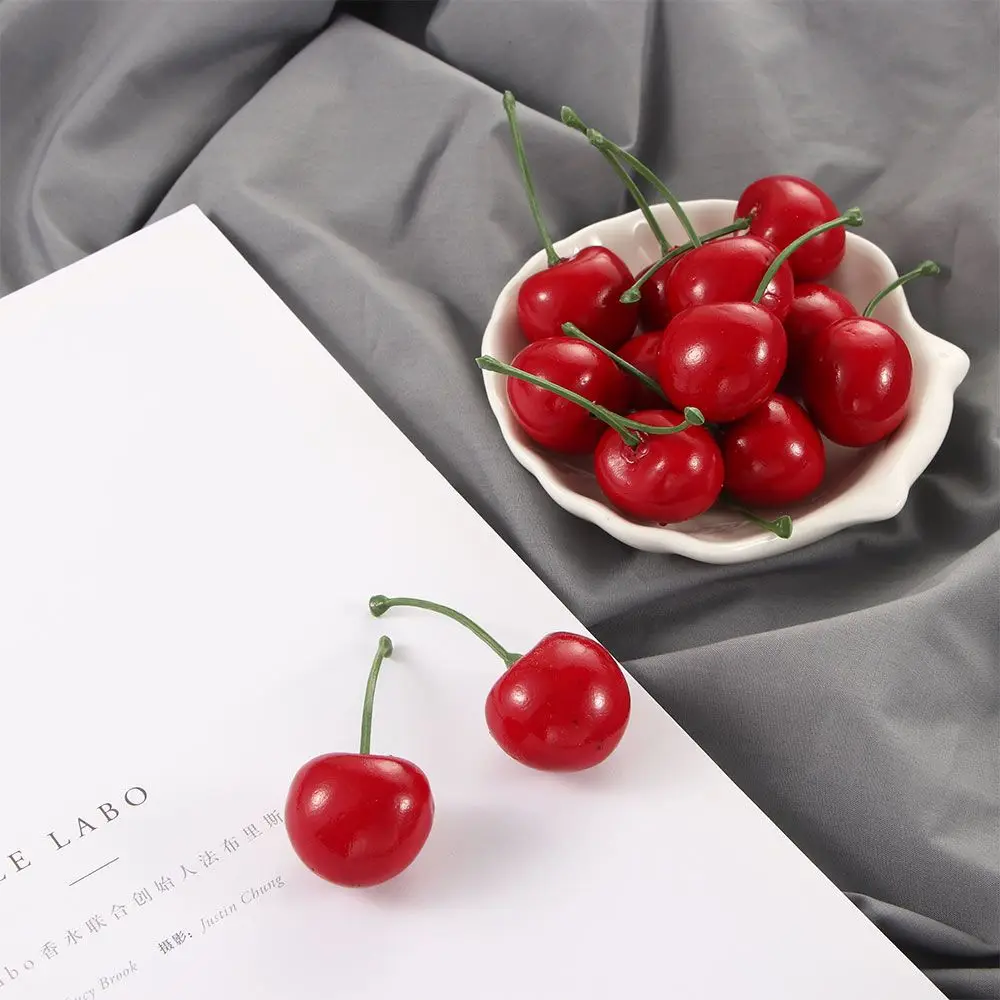 Foam Lifelike Fruit Ornament Mini Faux Cherry Artificial Cherries Fruit Model Red Cherries